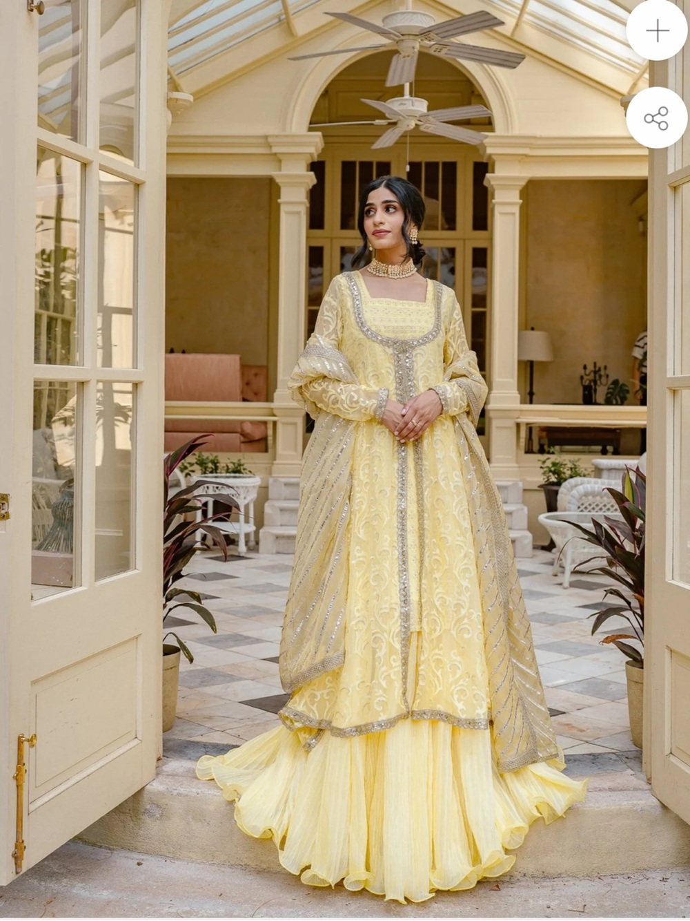 Brand Yellow Embellished Lehengas Maxi with Silver Accents